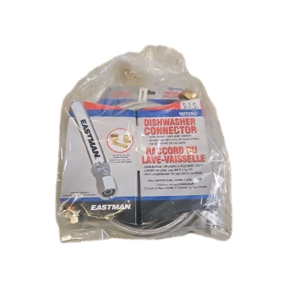 Eastman Washing Machine Connector, 3/4 Inch 5 Ft 1.5 M Stainless Steel